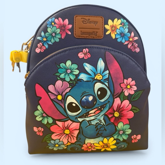 Loungefly Stitch Floral Backpack Wallet, Necklaces& Earing with a Tumbler Set - Picture 3 of 13